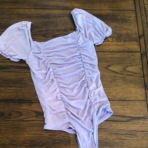 Ruched Puff Sleeve Bodysuit